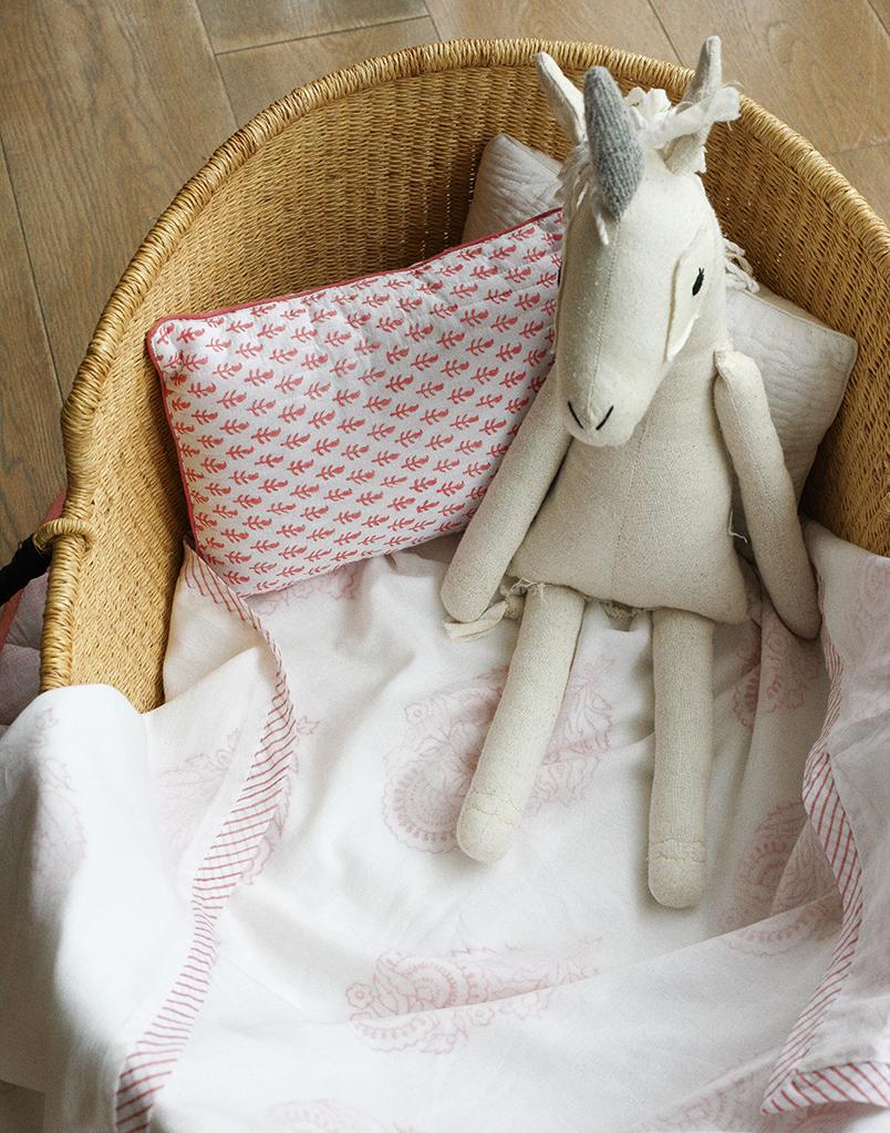 PINK CITY COTTON DOHAR featuring soft natural cotton layers with hand block-printed design, perfect for babies.