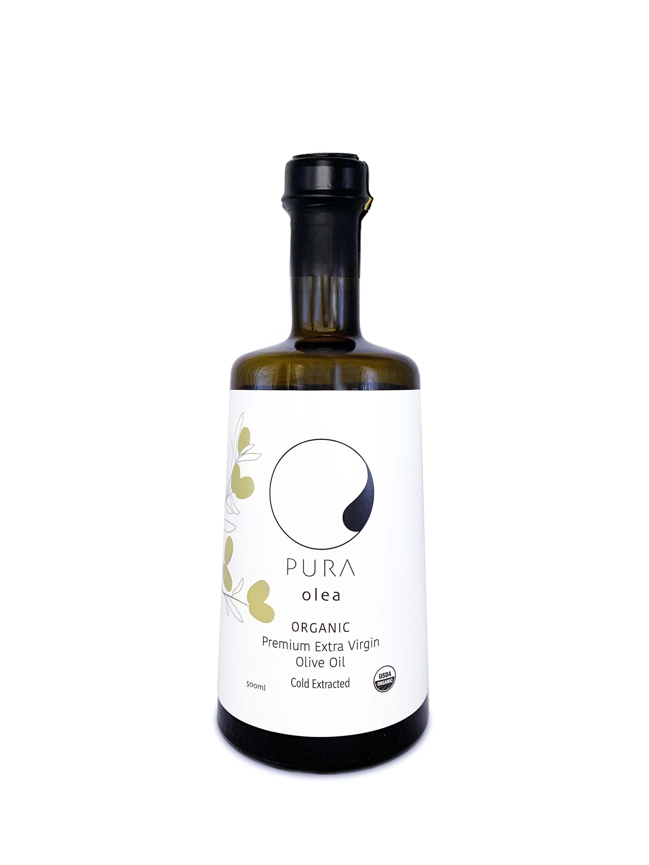 A case pack of 24 bottles of PREMIUM Organic Extra Virgin Olive Oil, showcasing elegant packaging and rich golden oil.