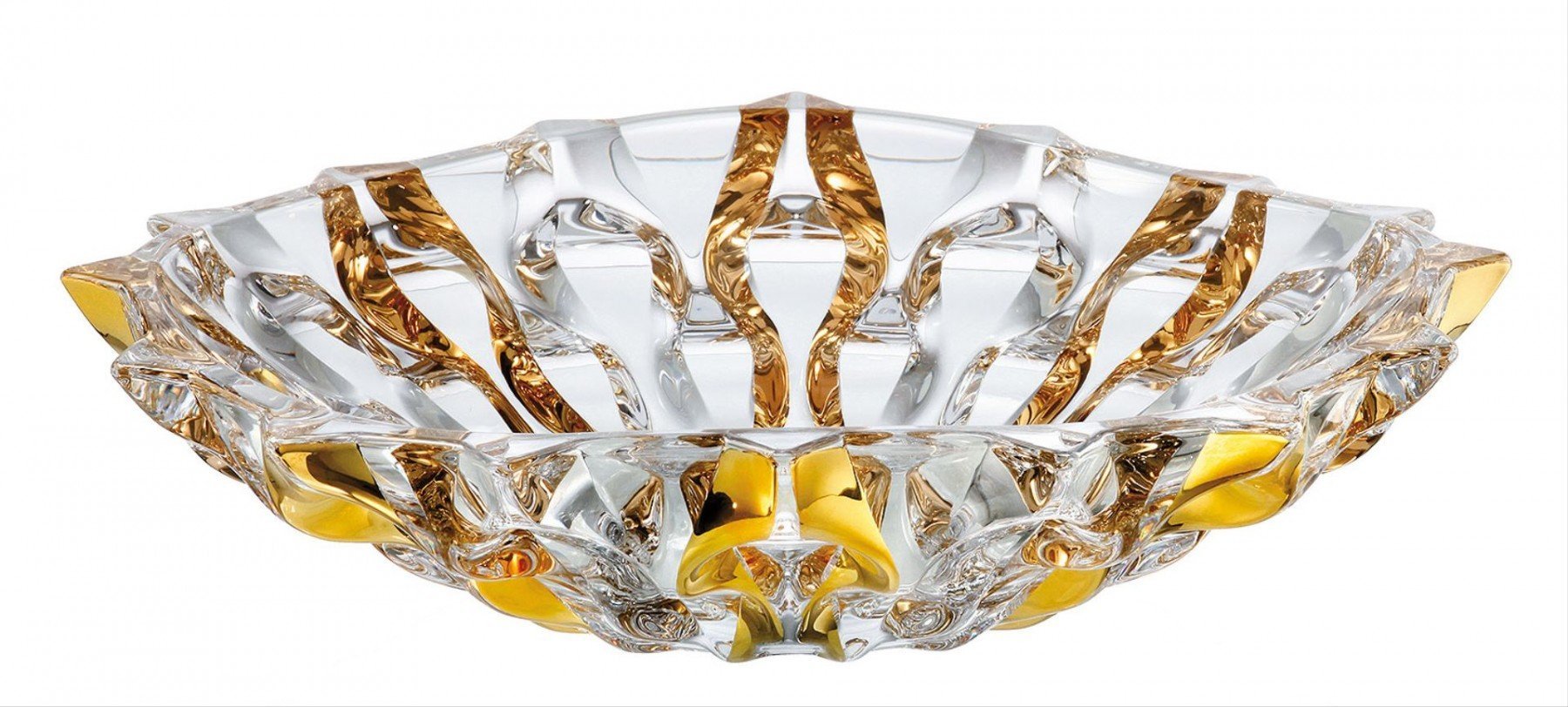 RHAPSODY Shallow Bowl made of lead-free crystal, showcasing exquisite craftsmanship with a unique shape and luxurious design.