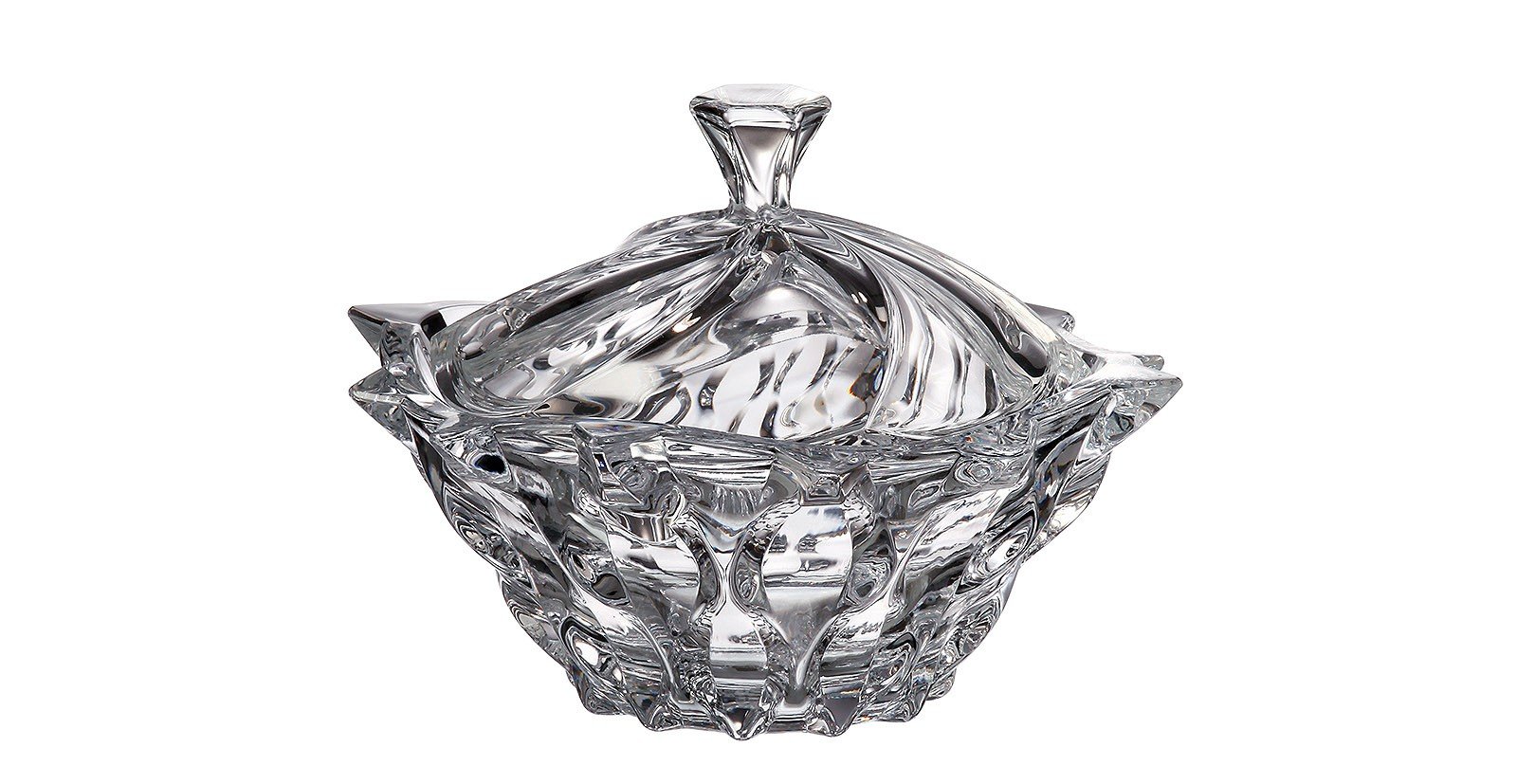 A stunning SAMBA Clear Box vase made of lead-free Czech crystal, showcasing its unique shape and clarity.