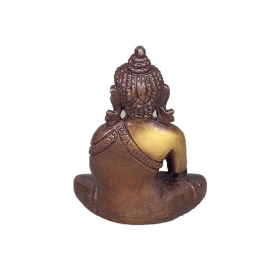 A beautifully crafted two-tone brass Sitting Buddha statue in meditation pose, showcasing intricate details and serene expression.