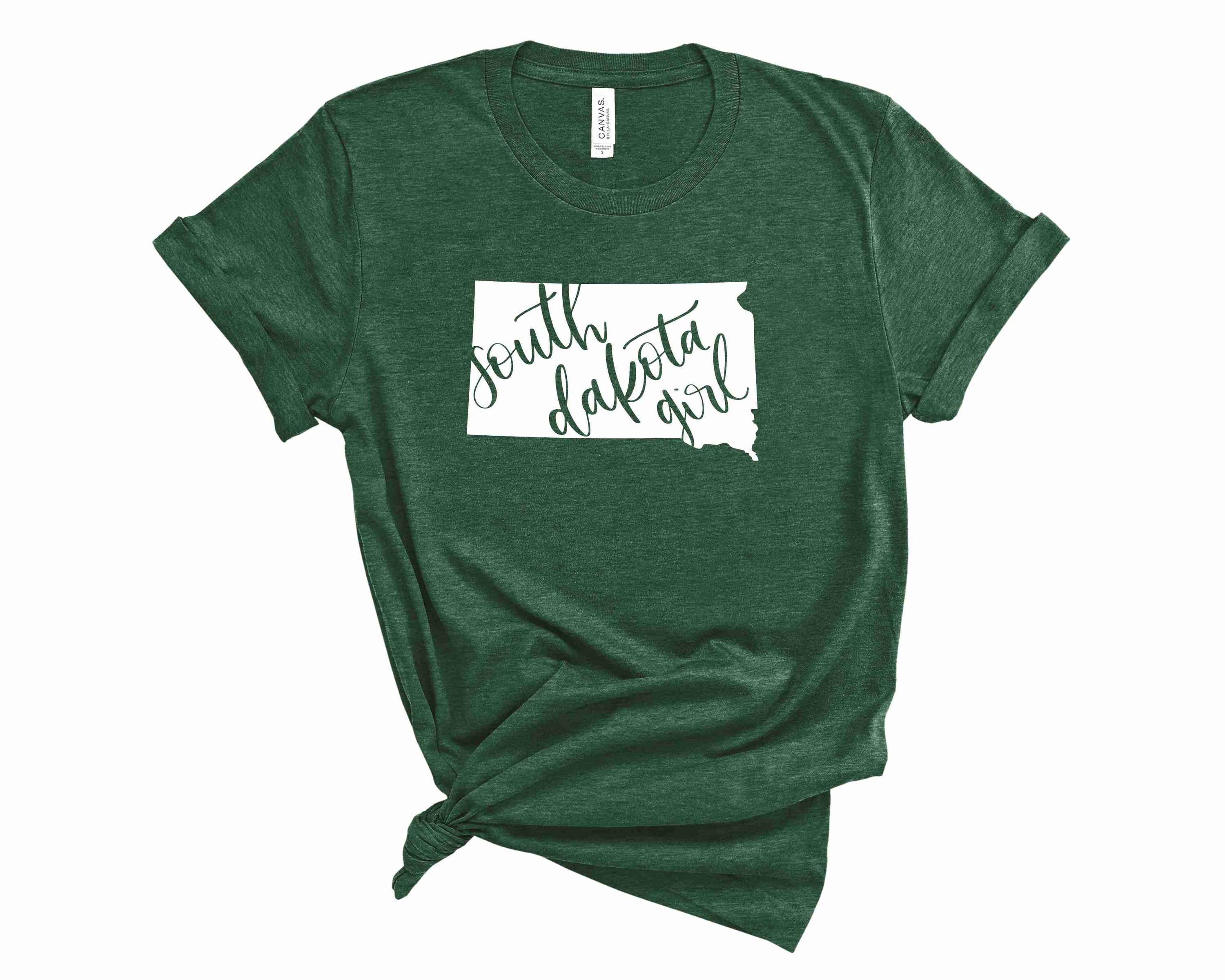A stylish unisex graphic tee featuring a South Dakota design, perfect for casual wear.