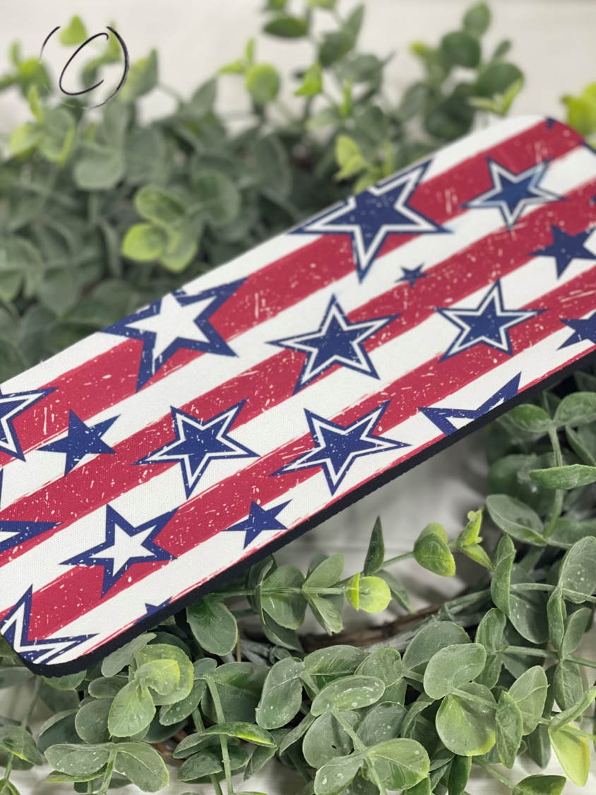 Stars & Stripes Slap Wrap Can Cooler featuring a vibrant patriotic design, made of durable neoprene for 12oz cans and bottles.