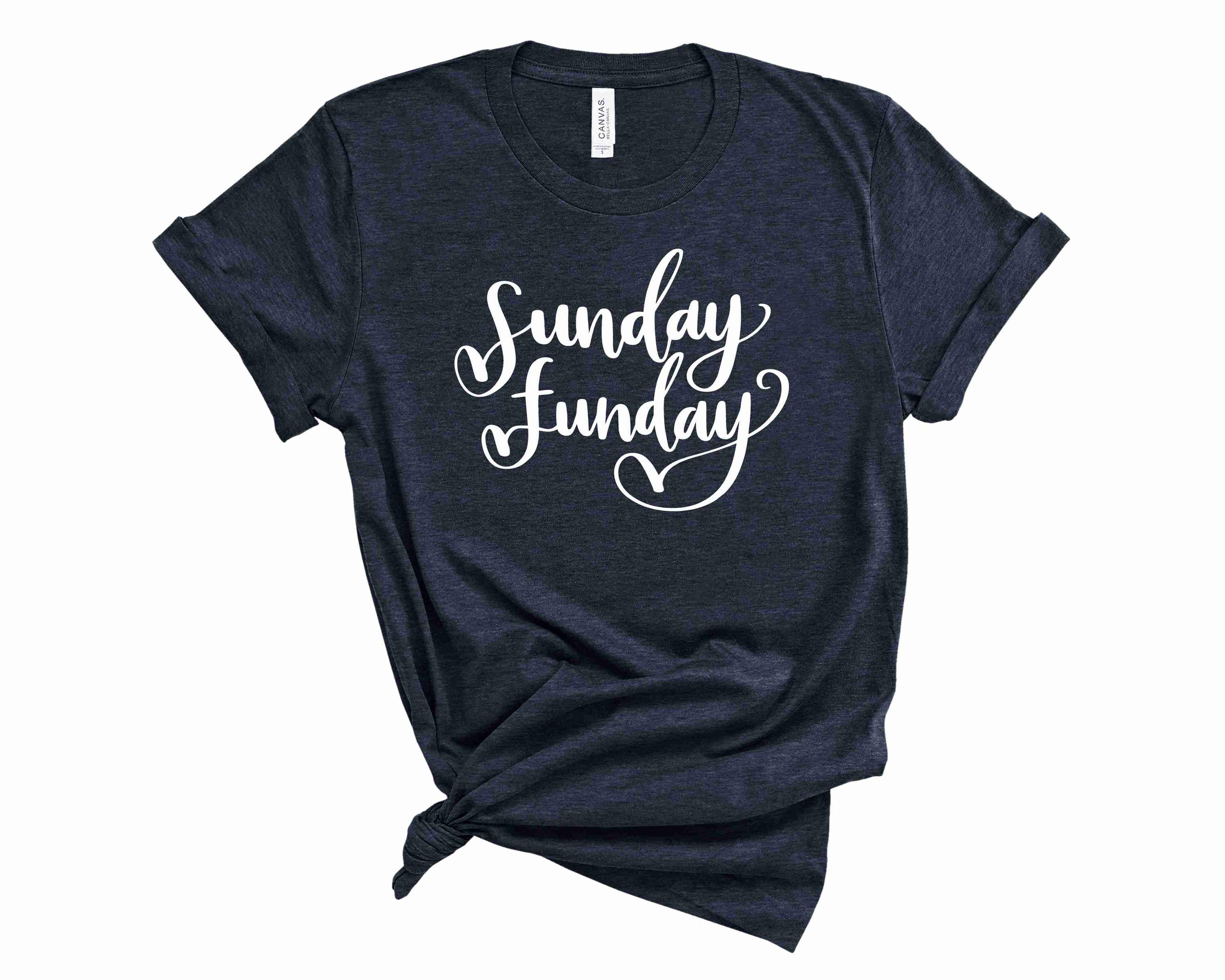 A stylish unisex graphic tee featuring the words 'Sunday Funday' in a fun design, perfect for casual wear.