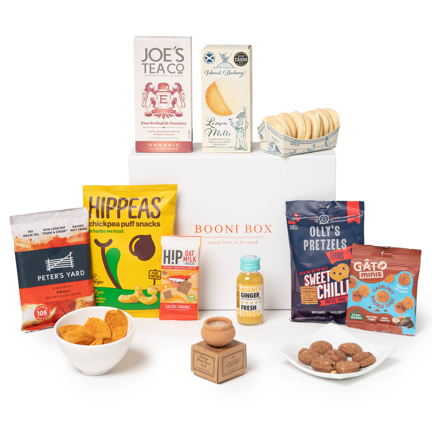 Assorted snacks and treats box.