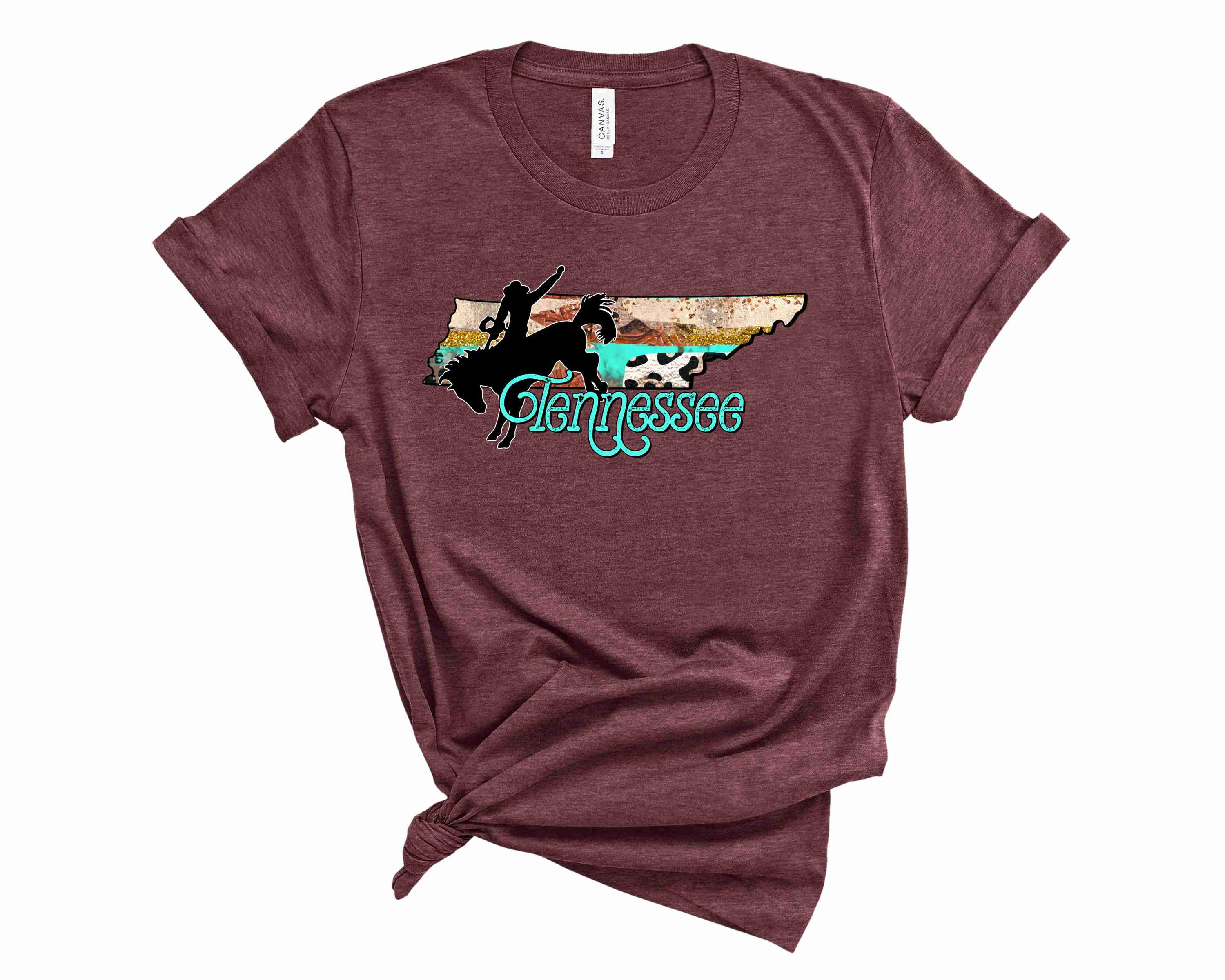 Tennessee Bronco graphic tee featuring a stylish design on a unisex t-shirt.