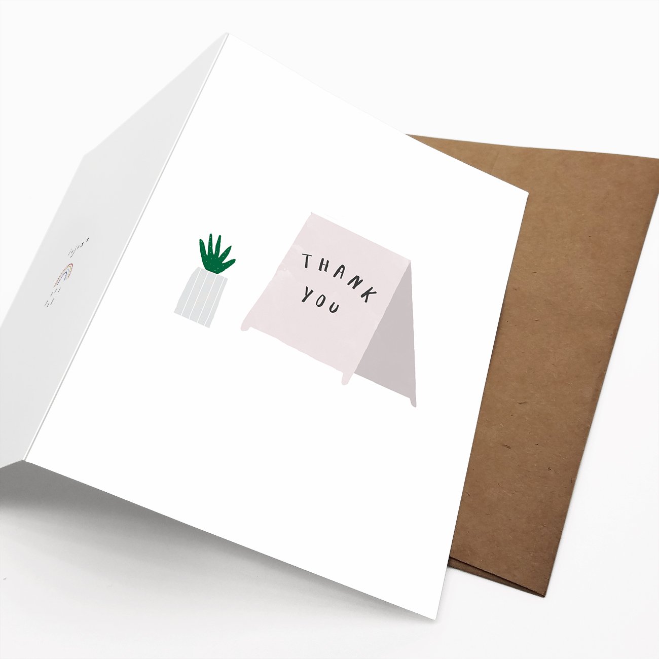 Charming foldable Thank You Sign card with Kraft envelope, eco-friendly design.