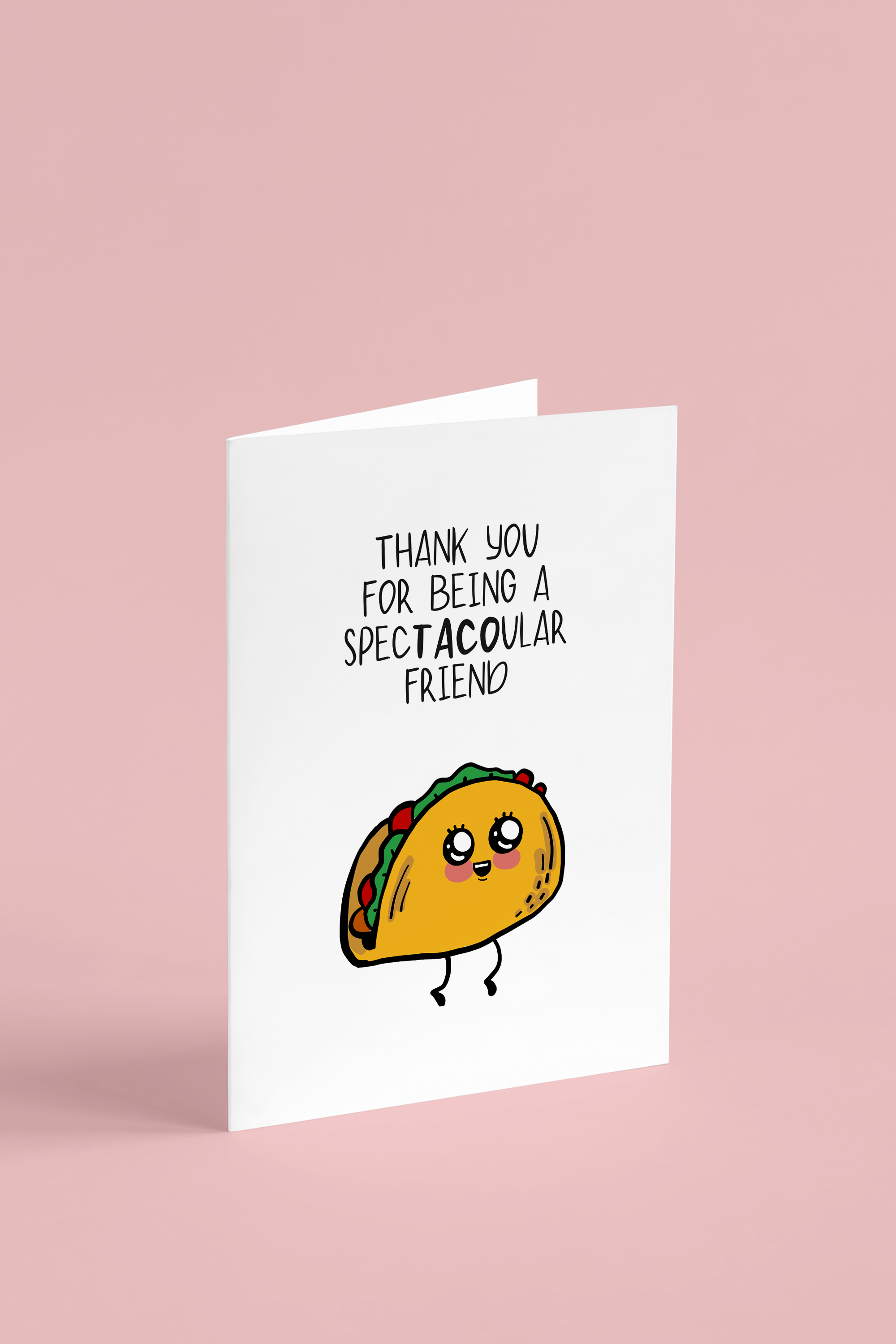 A colorful Spectacoular Greeting Card featuring food-themed puns, designed for friends who love humor and food.