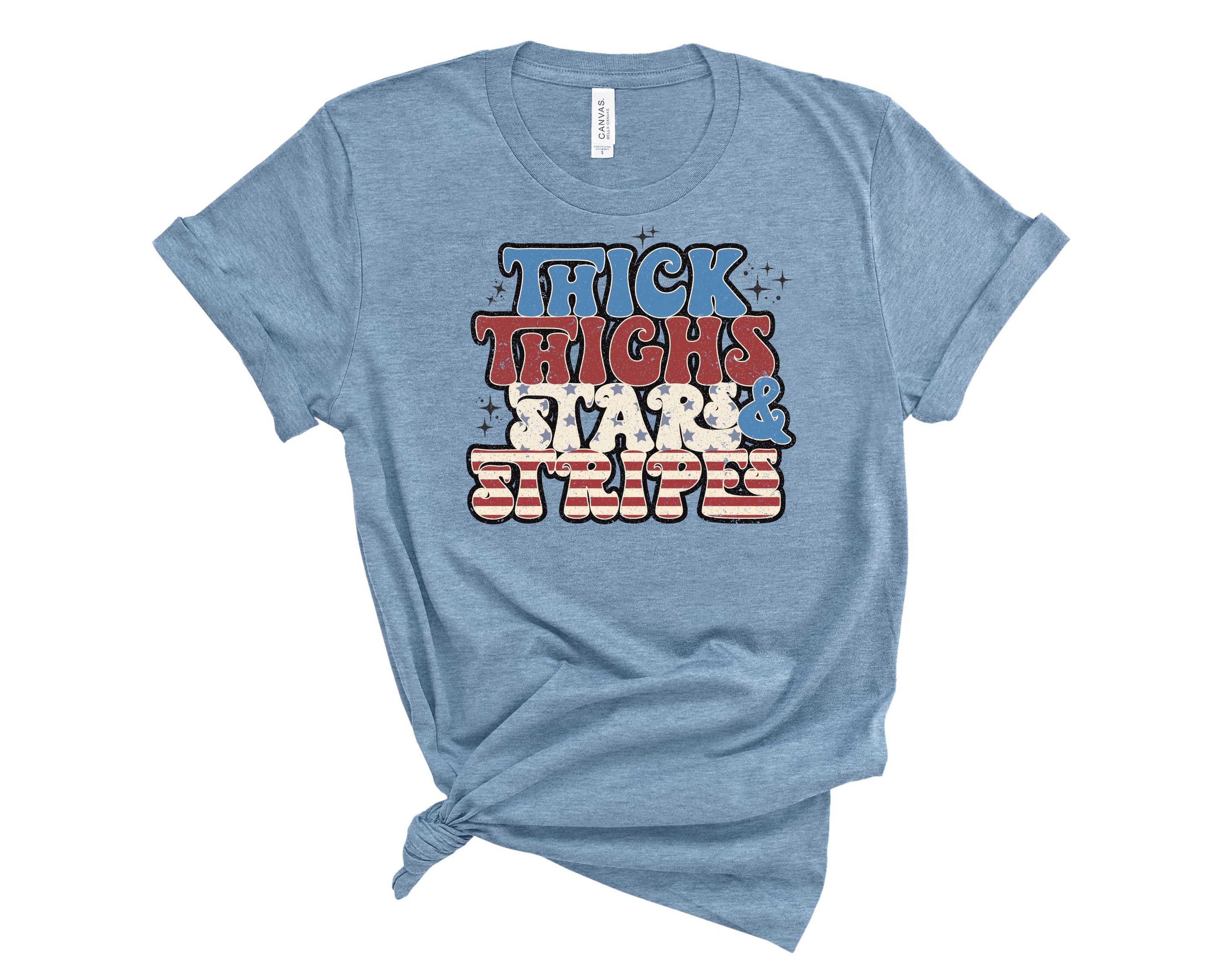 A unisex graphic tee featuring a bold stars and stripes design, showcasing American patriotism.