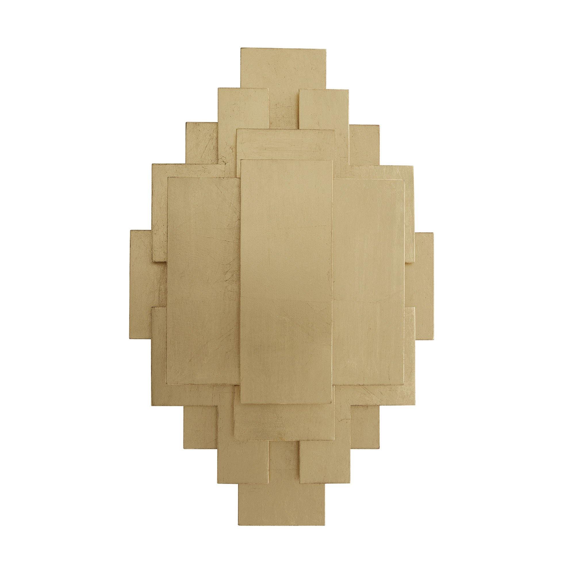 Trinidad Sconce featuring hand-cut geometric shapes and a gold leaf finish, showcasing a unique tribal-like pattern.