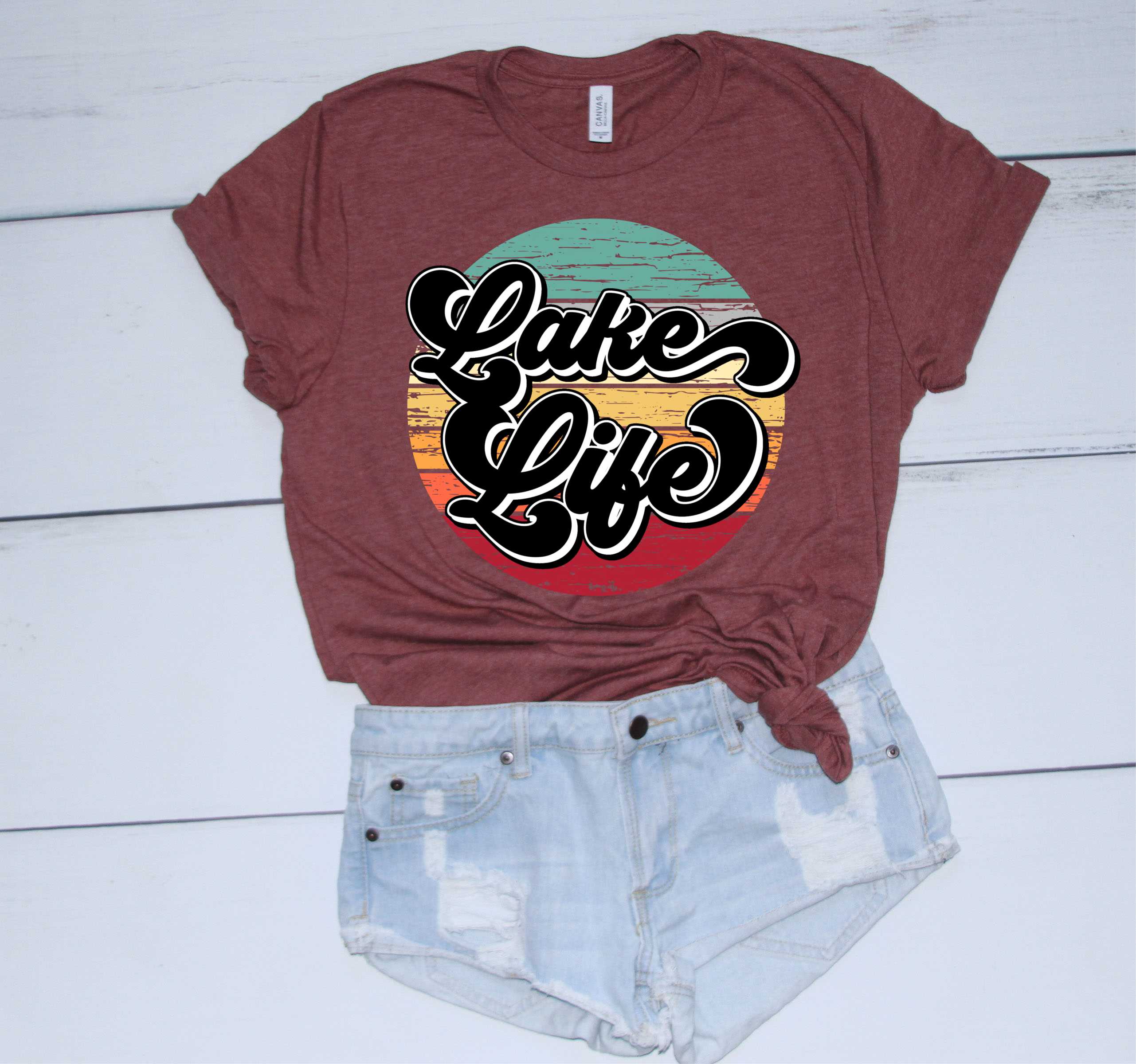 A stylish unisex Vintage Lake Life graphic tee featuring a lake-themed design, perfect for outdoor enthusiasts.
