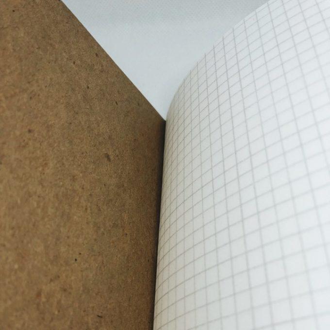 Vintage Vinyl Notebook made from a 12-inch record, featuring a unique cover and 32 blank or grid pages inside, perfect for writing and sketching.