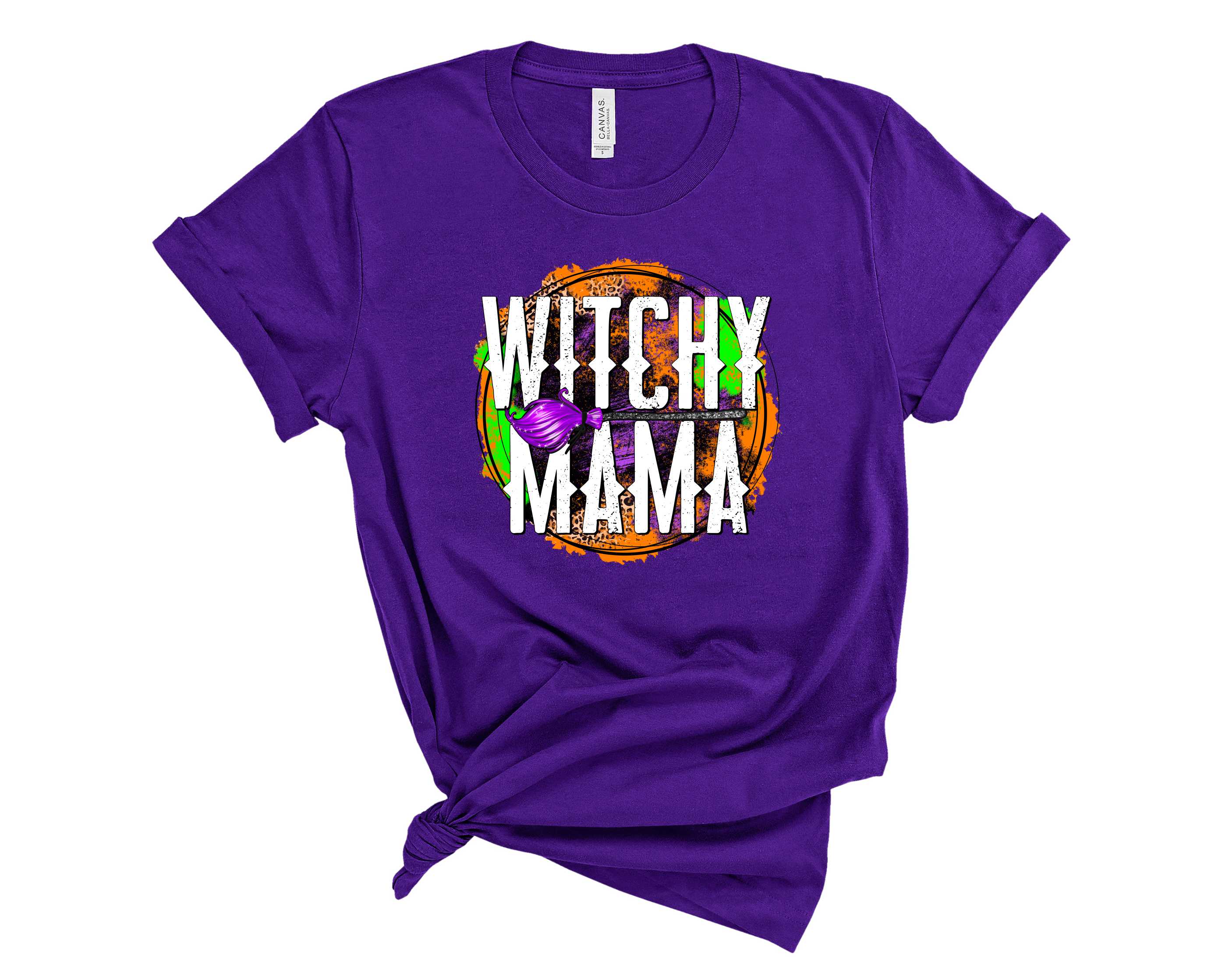 Witchy Mama Grunge Circle Graphic Tee featuring a unique grunge circle design on a soft unisex t-shirt.