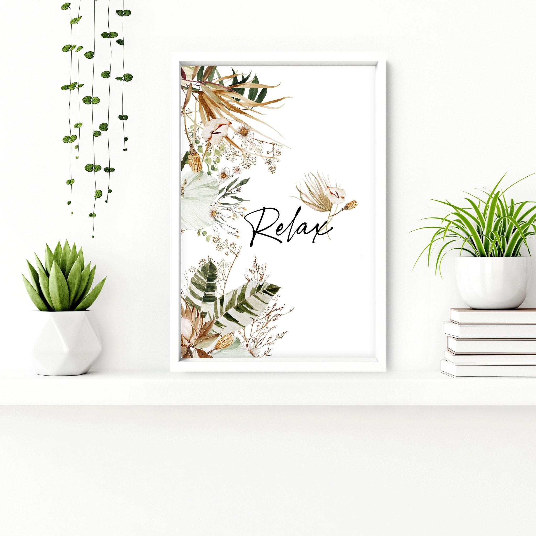 Set of 3 bohemian wall art prints featuring earth tones and green colors, perfect for bathroom decor.