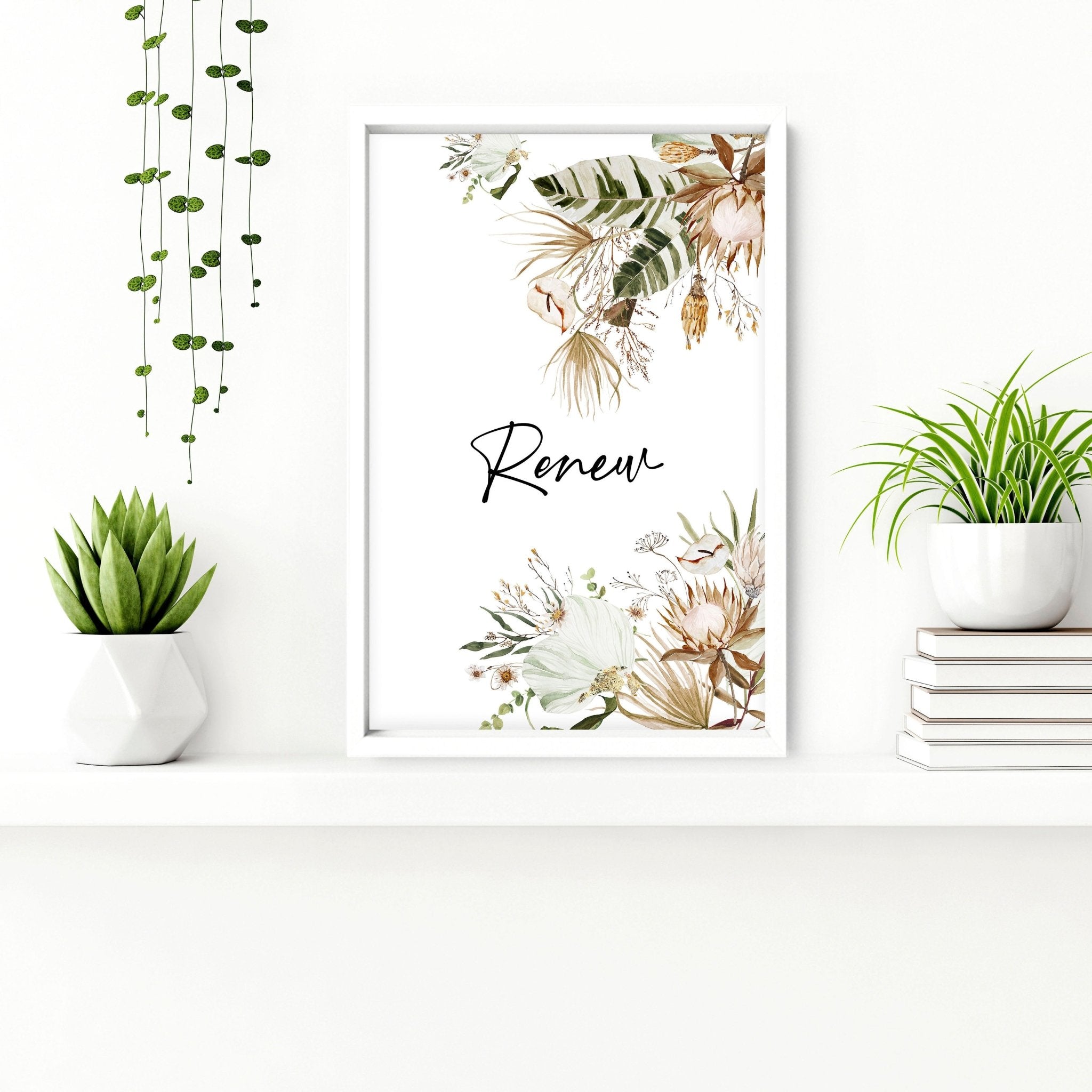 Set of 3 bohemian wall art prints featuring earth tones and green colors, perfect for bathroom decor.