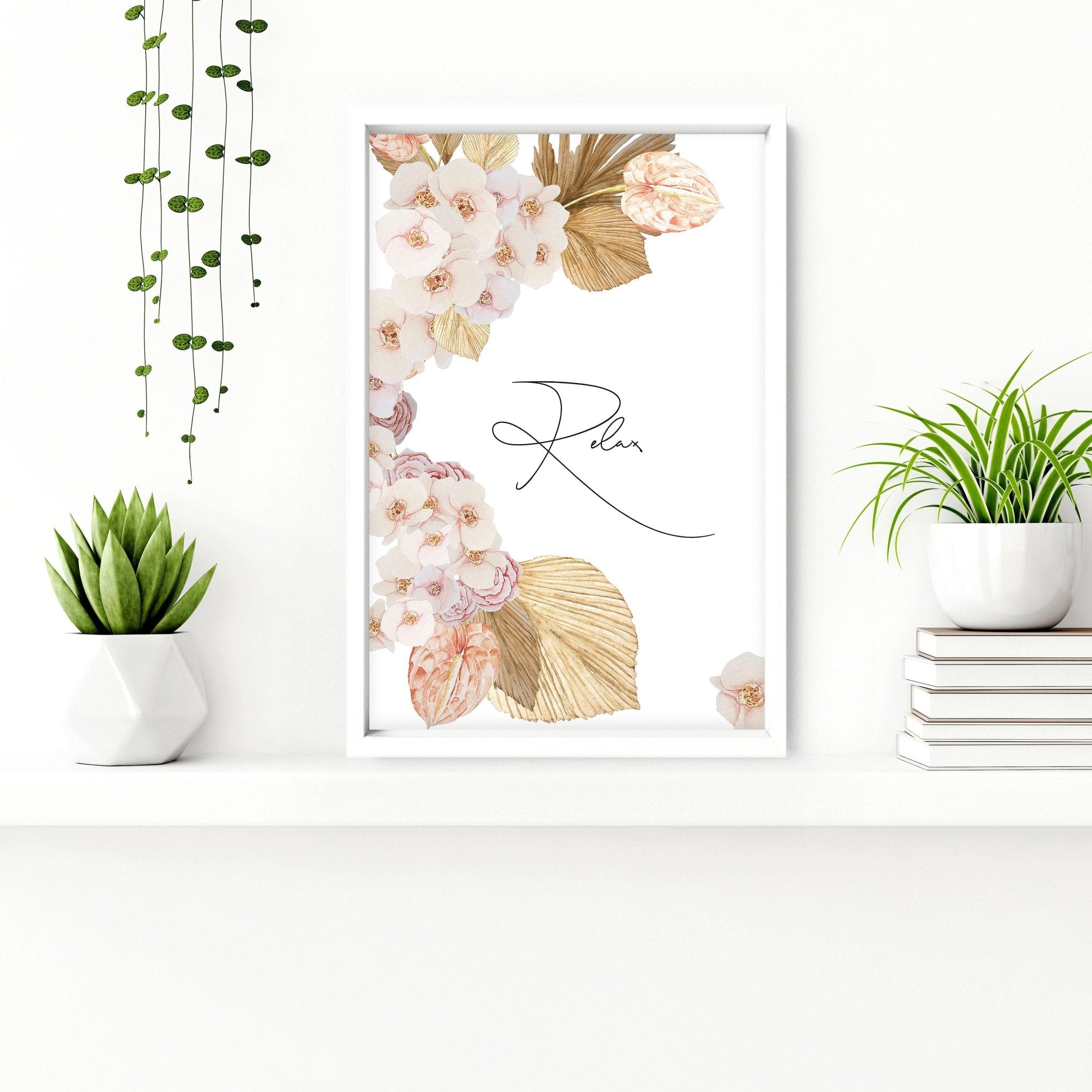 Set of 3 elegant wall art prints featuring peach, blush, and grey colors, perfect for farmhouse-style bathroom decor.