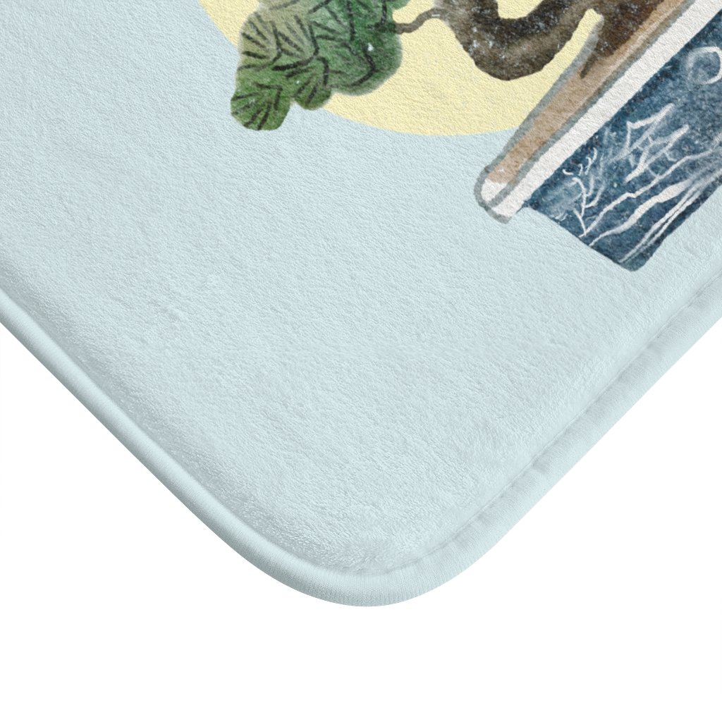 Bonsai Tree Series 2 Bath Mat featuring a unique bonsai tree design, made of soft microfiber with anti-slip backing and durable edge binding.