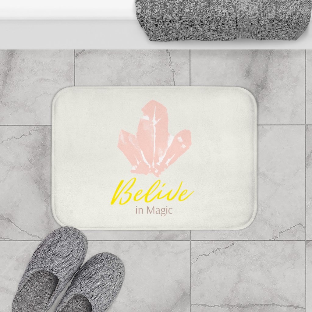 Crystal Believe in Magic Bath Mat with anti-slip backing, featuring a stylish design and soft microfiber material, perfect for bathroom safety and comfort.