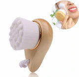 Facial brush with a bamboo handle and soft bristles, ideal for gentle exfoliation and cleansing of the face.