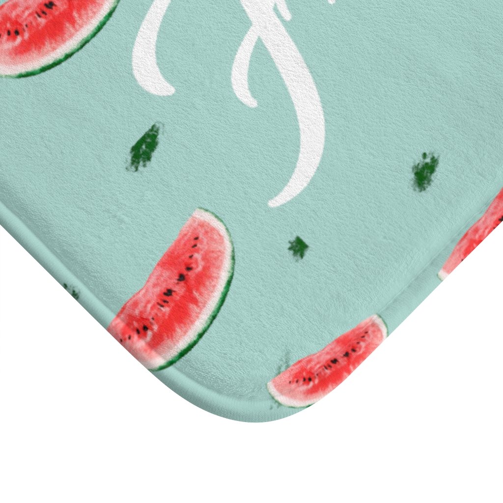 Fresh Watermelon Bath Mat with vibrant colors and anti-slip backing, perfect for bathroom decor.