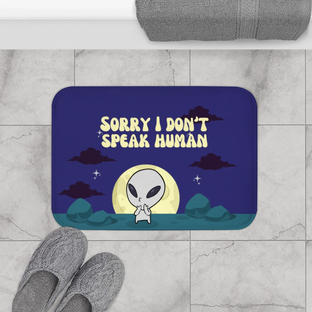 Funny Alien Bath Mat featuring a whimsical alien design with anti-slip backing, perfect for bathroom safety and decor.