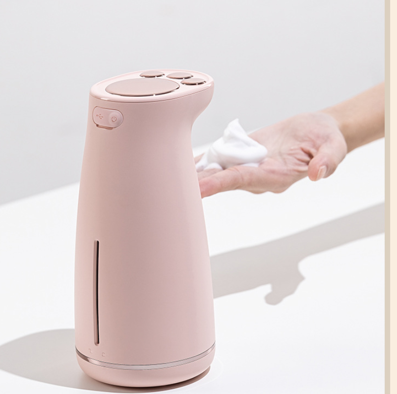 Intelligent Soap Dispenser in cartoon style, showcasing its automatic foam dispensing feature and compact design.