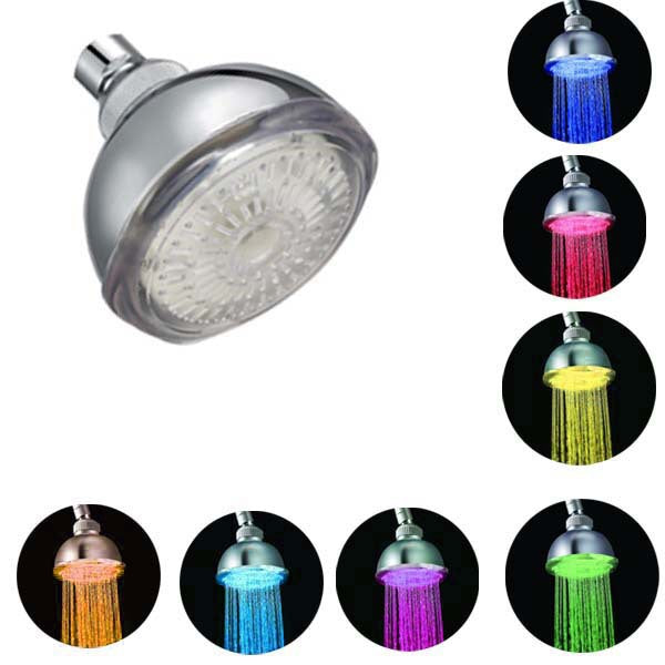 Romantic LED Shower Head with colorful temperature indicators and modern design, showcasing its elegant features and functionality.