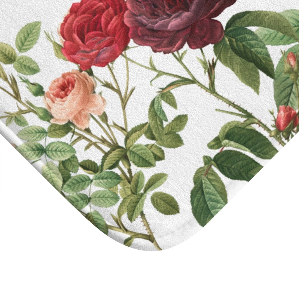 Rose Garden Bath Mat featuring floral design and anti-slip backing, perfect for bathroom decor.