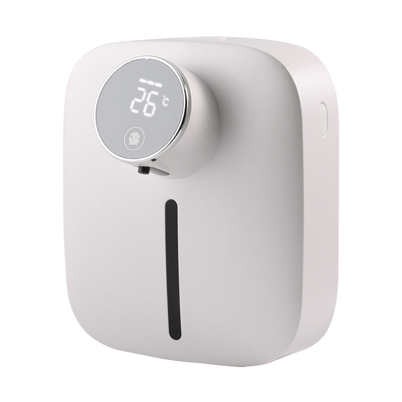 Wall Mounted Smart Sensor Soap Dispenser in ceramic white, showcasing its sleek design and foam dispensing feature.
