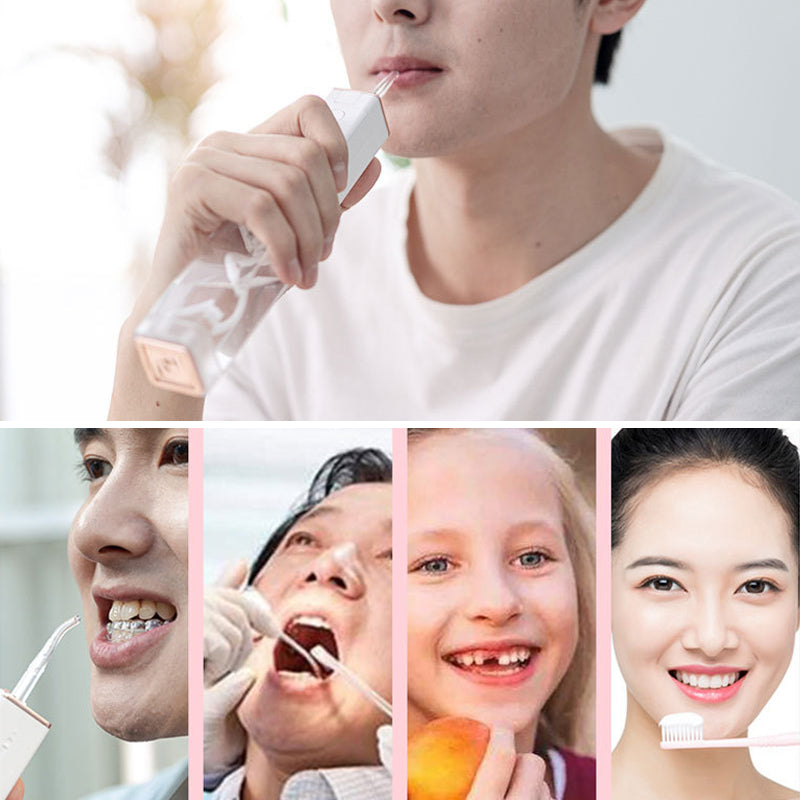 Water Jet Floss Dental Irrigator with USB charging, showcasing its sleek design and features for effective oral hygiene.