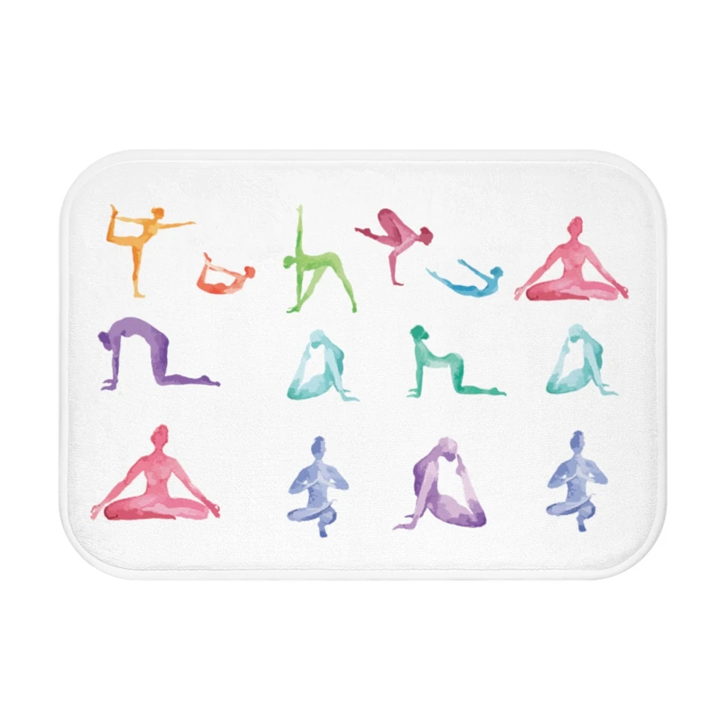 Yoga Sanctuary Zen Bath Mat featuring a stylish design, anti-slip backing, and soft microfiber material, perfect for enhancing bathroom decor.