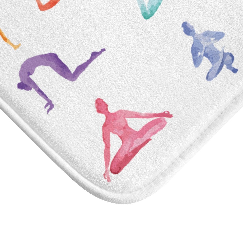 Yoga Sanctuary Zen Bath Mat featuring a stylish design, anti-slip backing, and soft microfiber material, perfect for enhancing bathroom decor.