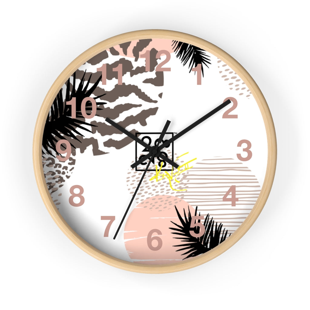 2882Time™ Wild Animal Split Decision Geometric Clock featuring a unique geometric design with a wooden frame and plexiglass face, perfect for indoor decor.