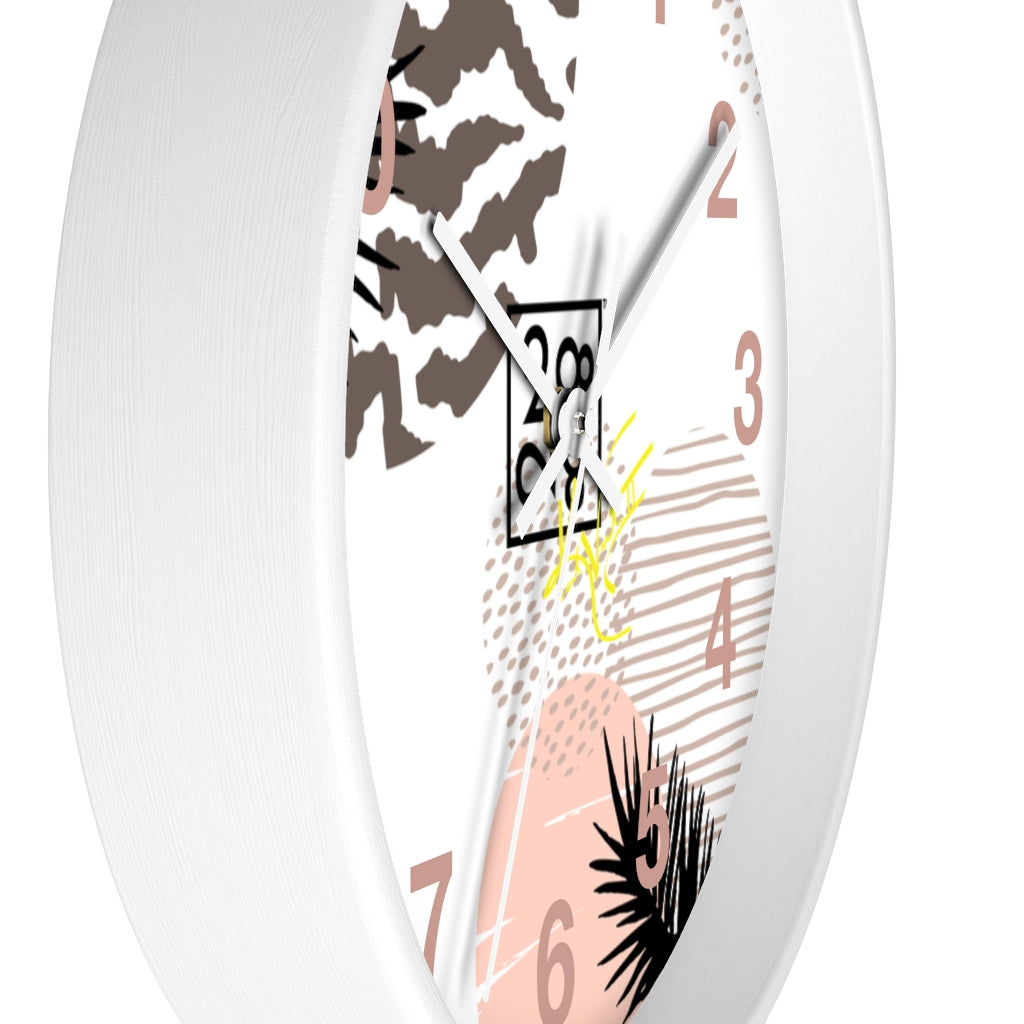 2882Time™ Wild Animal Split Decision Geometric Clock featuring a unique geometric design with a wooden frame and plexiglass face, perfect for indoor decor.