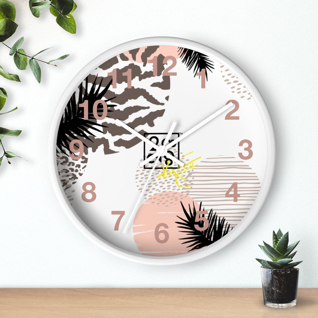 2882Time™ Wild Animal Split Decision Geometric Clock featuring a unique geometric design with a wooden frame and plexiglass face, perfect for indoor decor.