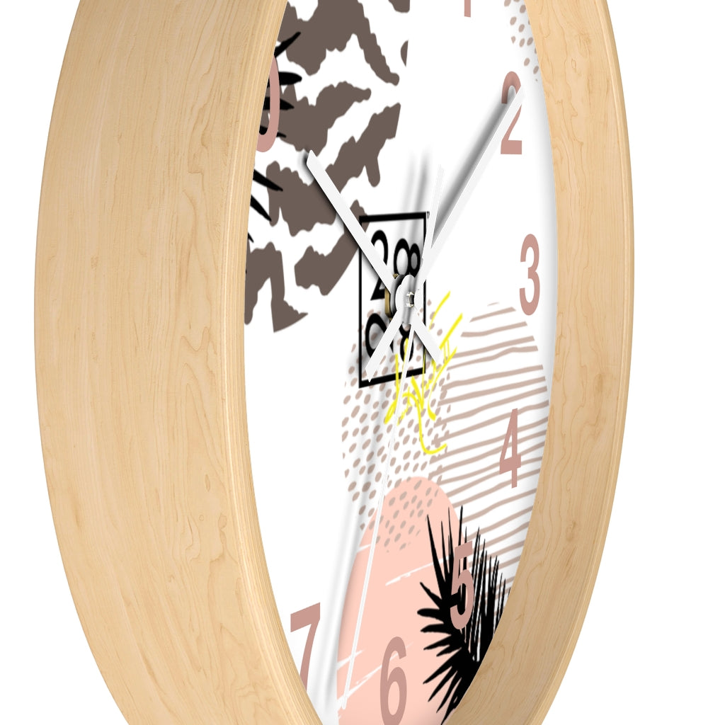 2882Time™ Wild Animal Split Decision Geometric Clock featuring a unique geometric design with a wooden frame and plexiglass face, perfect for indoor decor.