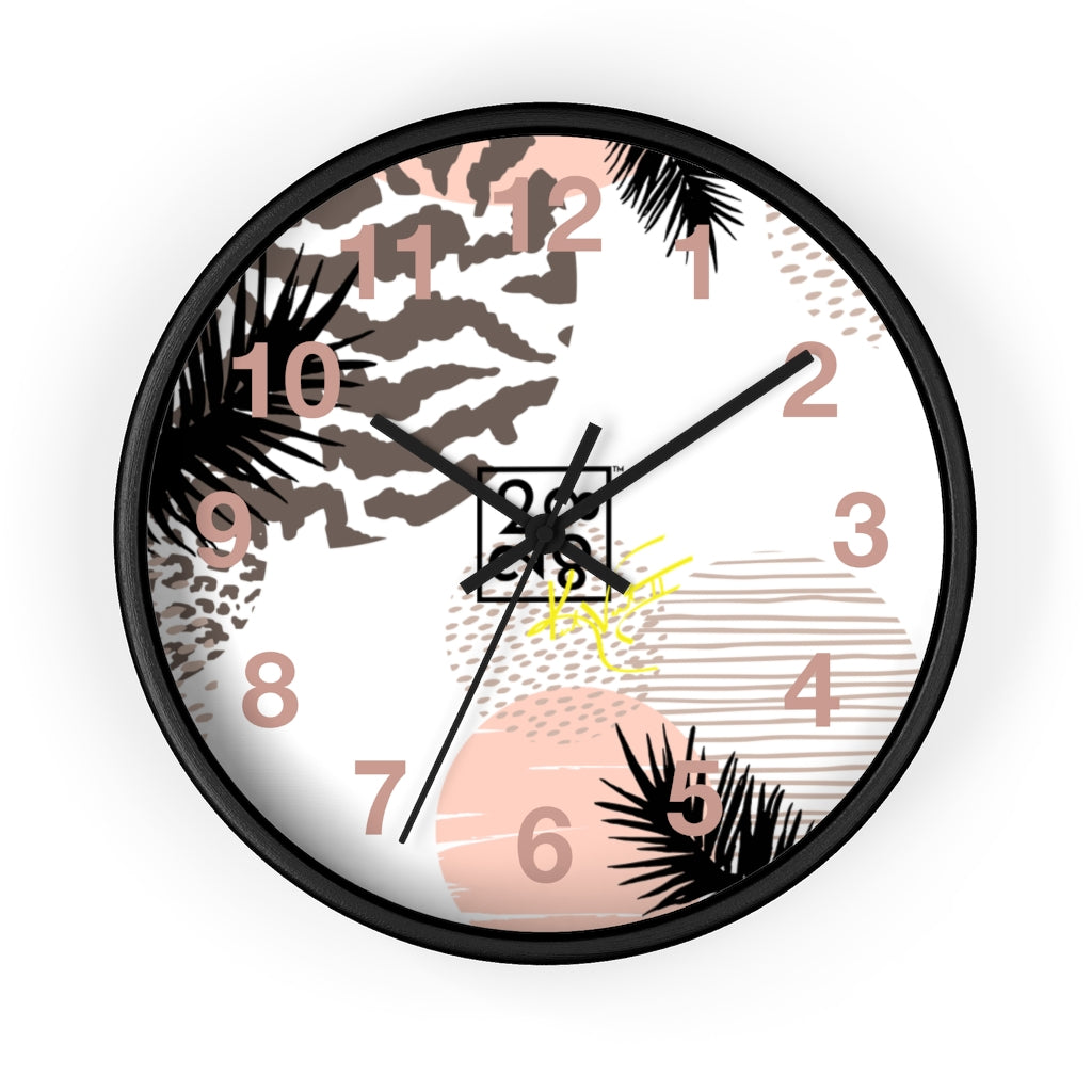 2882Time™ Wild Animal Split Decision Geometric Clock featuring a unique geometric design with a wooden frame and plexiglass face, perfect for indoor decor.
