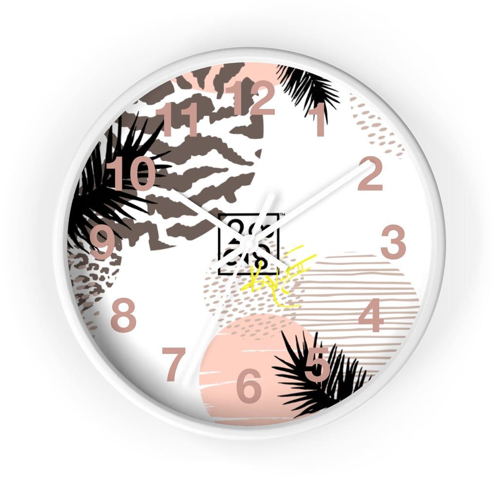 2882Time™ Wild Animal Split Decision Geometric Clock featuring a unique geometric design with a wooden frame and plexiglass face, perfect for indoor decor.