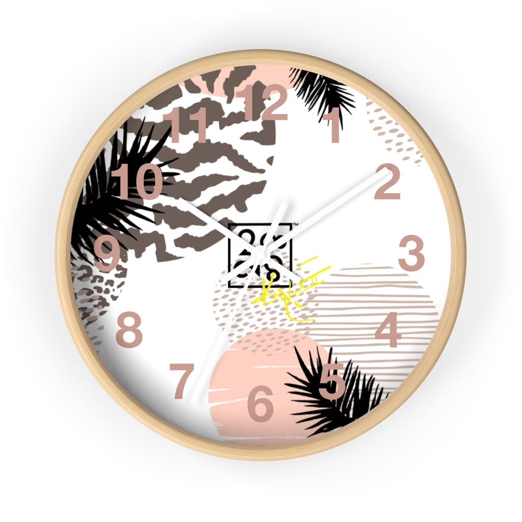 2882Time™ Wild Animal Split Decision Geometric Clock featuring a unique geometric design with a wooden frame and plexiglass face, perfect for indoor decor.