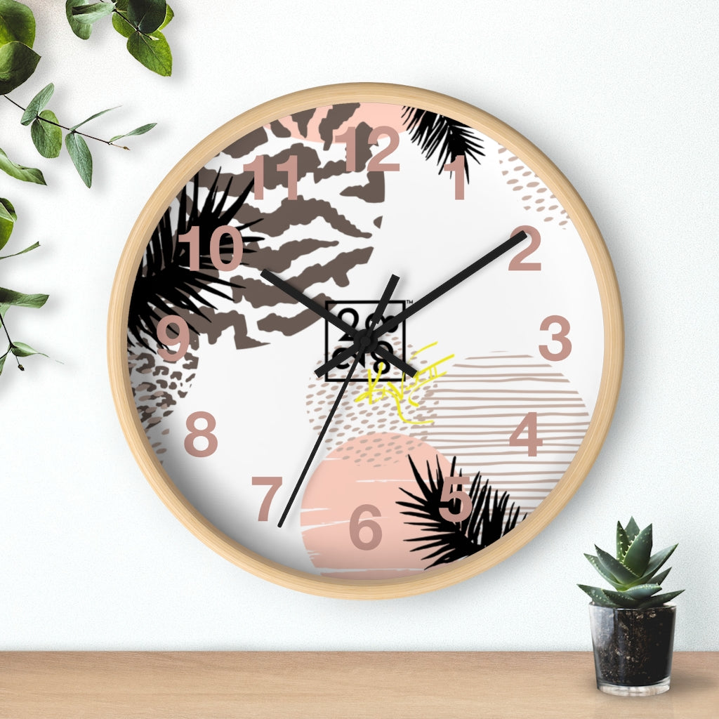 2882Time™ Wild Animal Split Decision Geometric Clock featuring a unique geometric design with a wooden frame and plexiglass face, perfect for indoor decor.