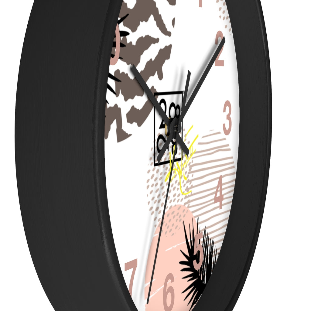 2882Time™ Wild Animal Split Decision Geometric Clock featuring a unique geometric design with a wooden frame and plexiglass face, perfect for indoor decor.