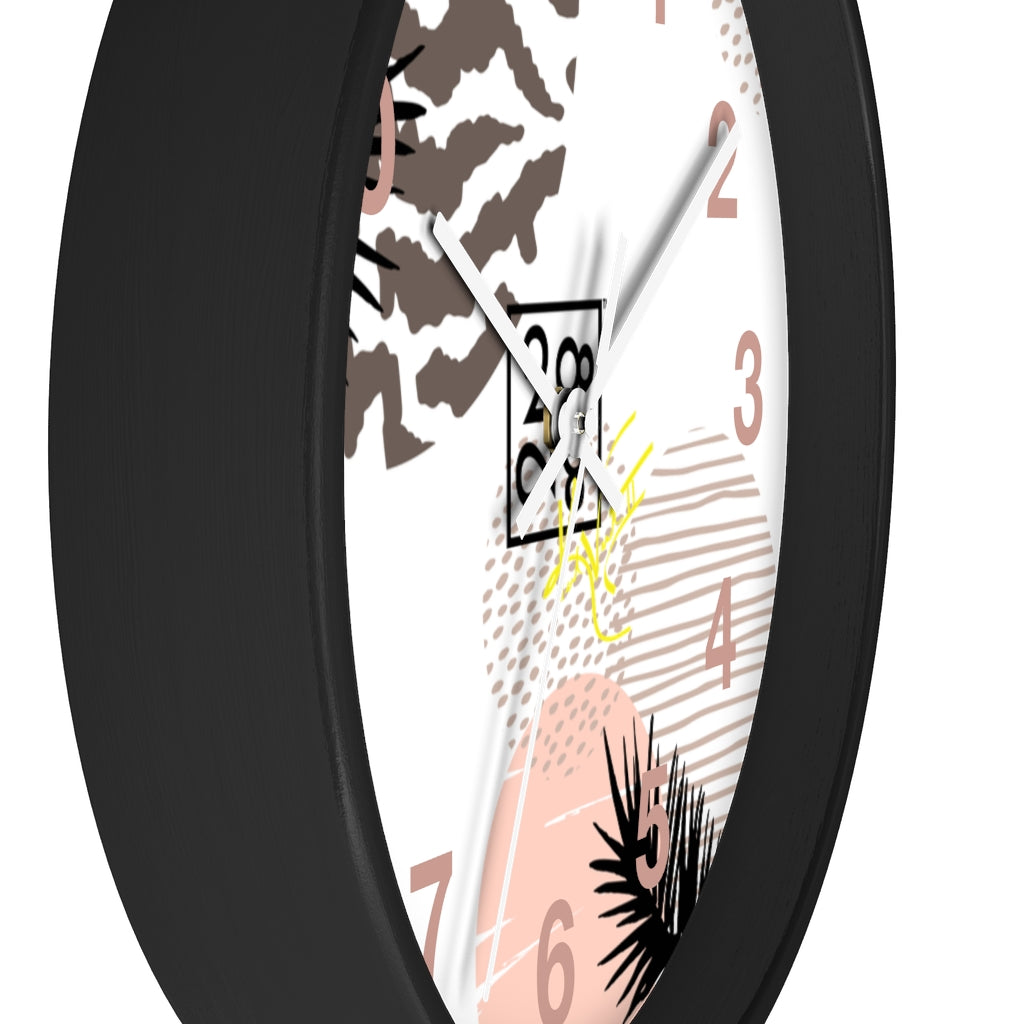 2882Time™ Wild Animal Split Decision Geometric Clock featuring a unique geometric design with a wooden frame and plexiglass face, perfect for indoor decor.