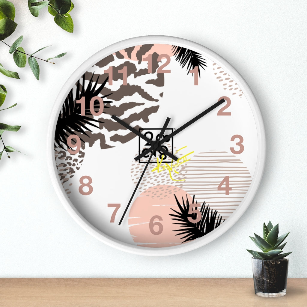 2882Time™ Wild Animal Split Decision Geometric Clock featuring a unique geometric design with a wooden frame and plexiglass face, perfect for indoor decor.