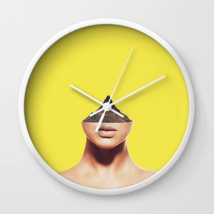 Displacement Wall Clock with black and white frames, featuring a high-impact plexiglass face and customizable hands.