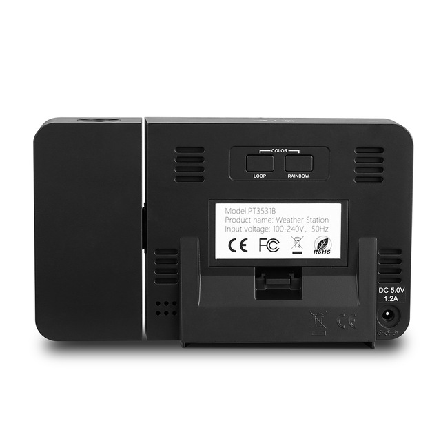 Houzetek 3531B Projection Clock with 8 backlights, featuring a digital display and standing station design, ideal for indoor use.