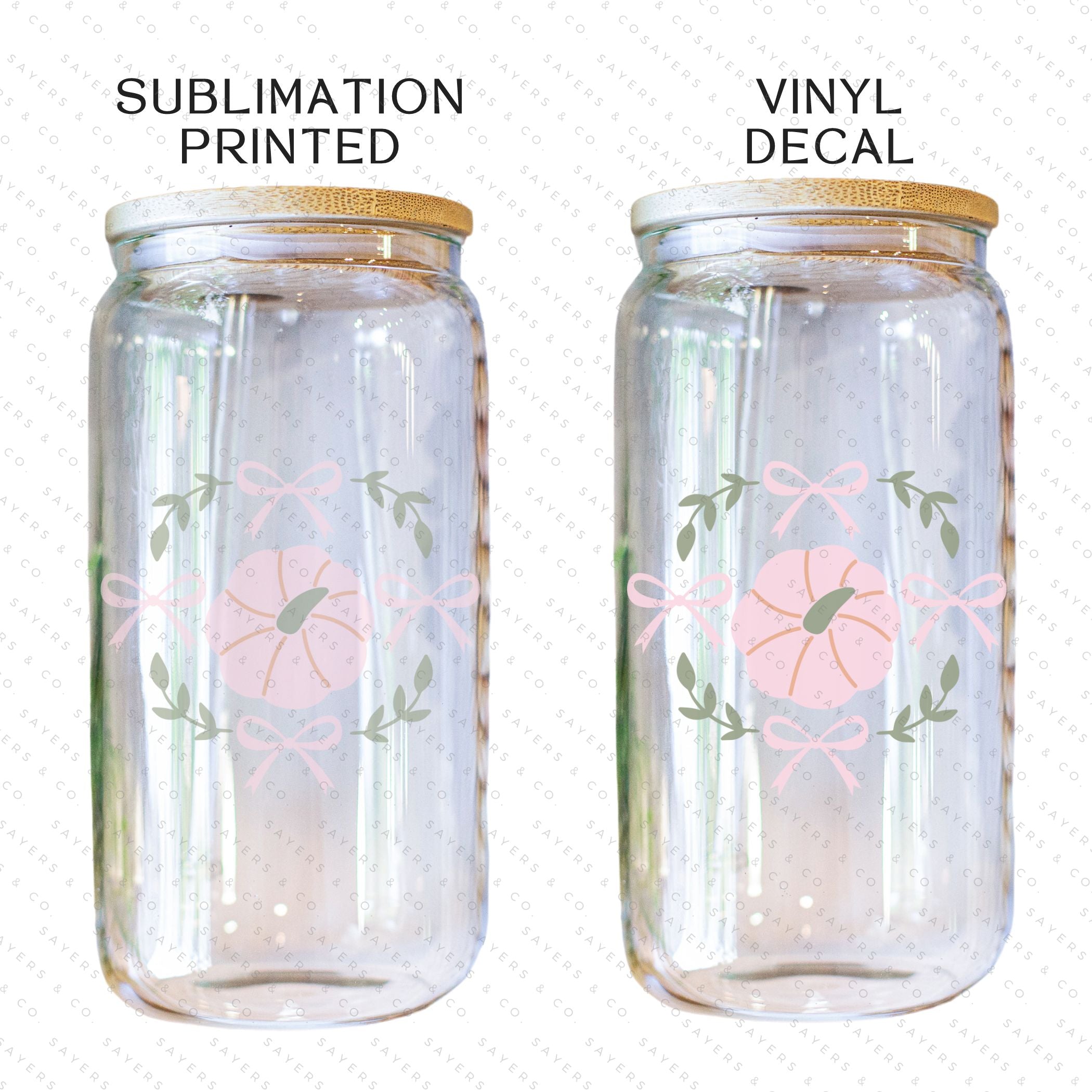 16oz Boho Fall Autumn Glass Cup with Bamboo Lid and Straw, featuring a stylish design perfect for autumn beverages.