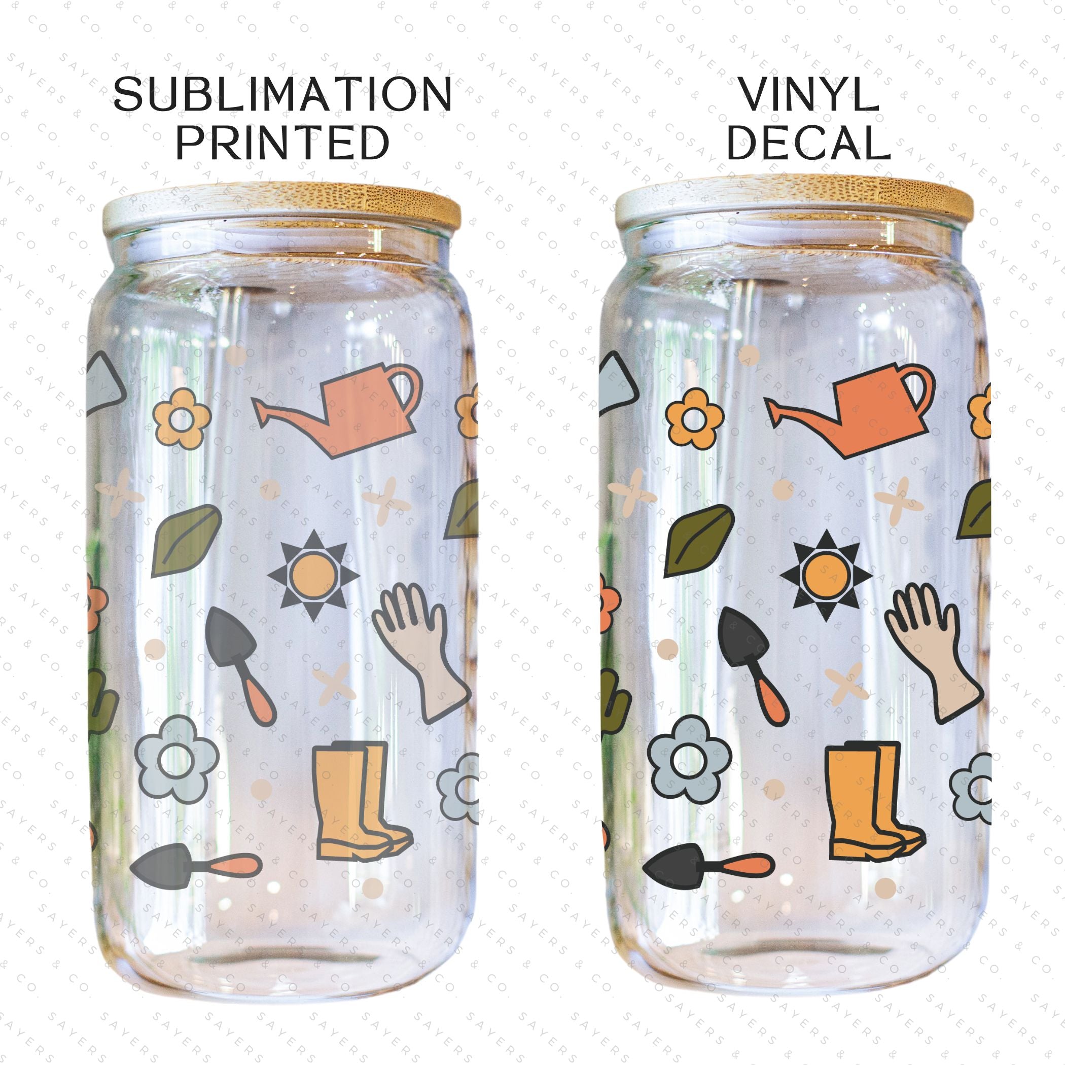 16oz Hoeing Aint Easy Glass Cup with bamboo lid and straw, showcasing a fun design perfect for summer drinks.