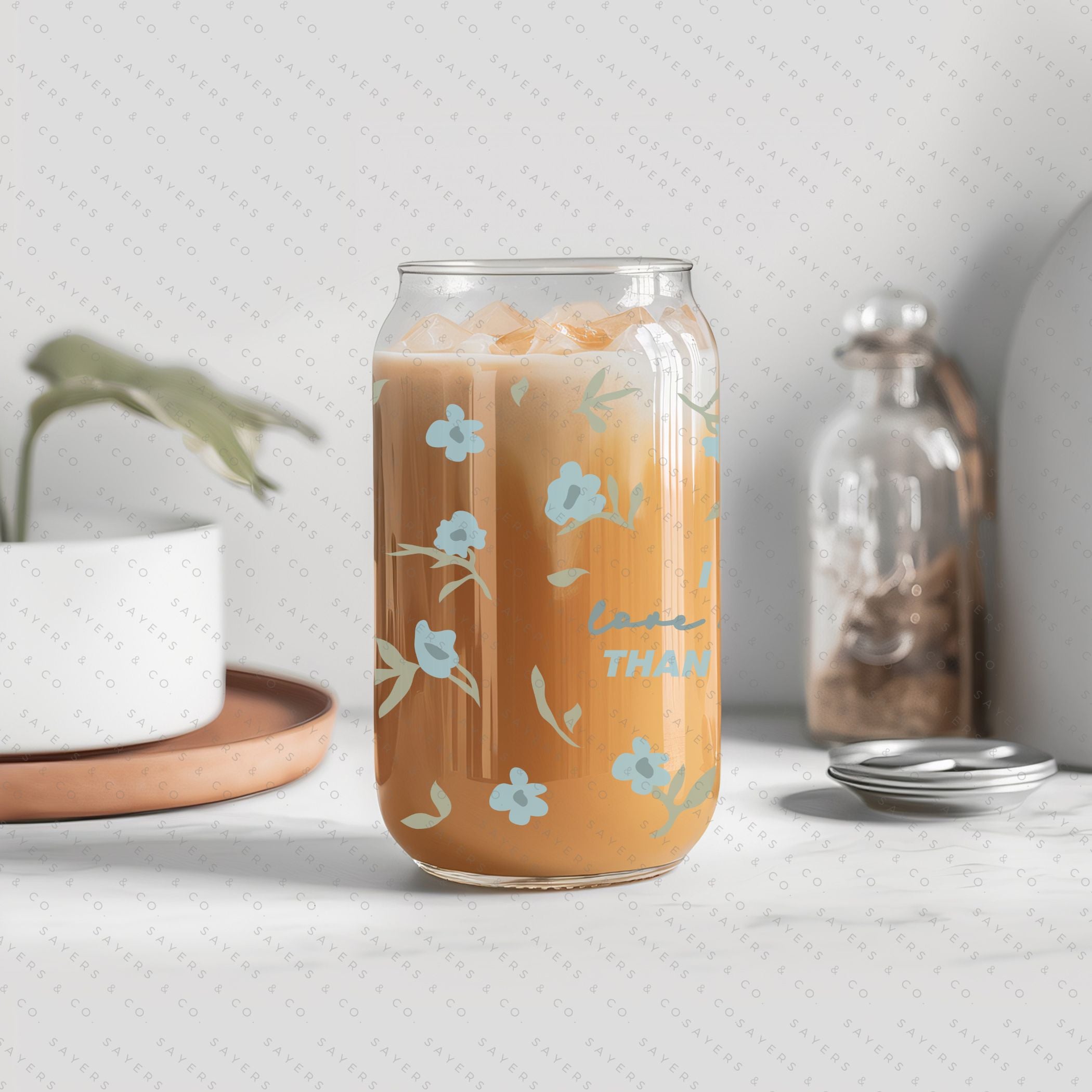 16oz I Can Love Me Better Glass Cup with bamboo lid and straw, showcasing a stylish design perfect for various beverages.