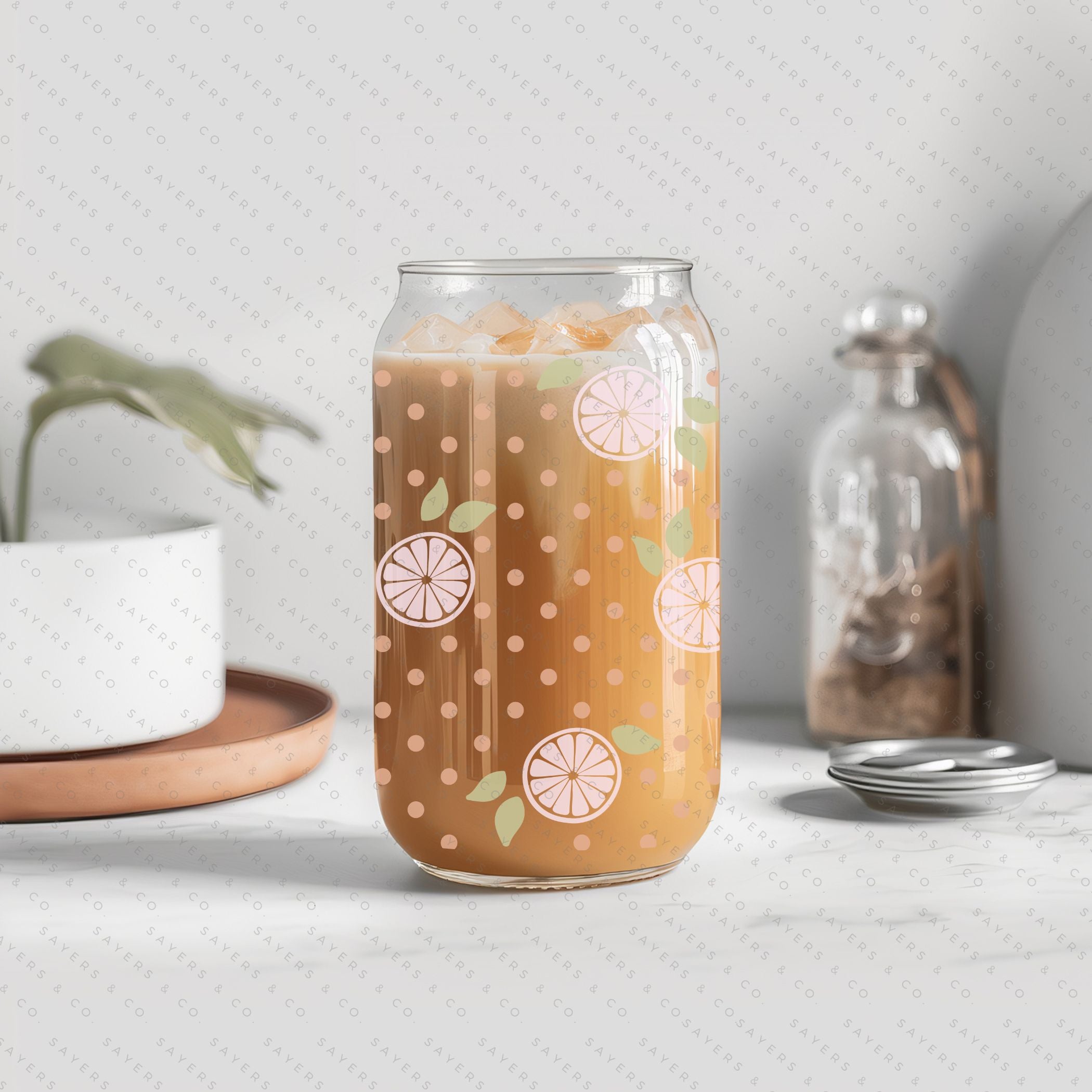 16oz Pink Lemonade Glass Cup with Bamboo Lid and Straw, showcasing a vibrant design perfect for summer drinks.