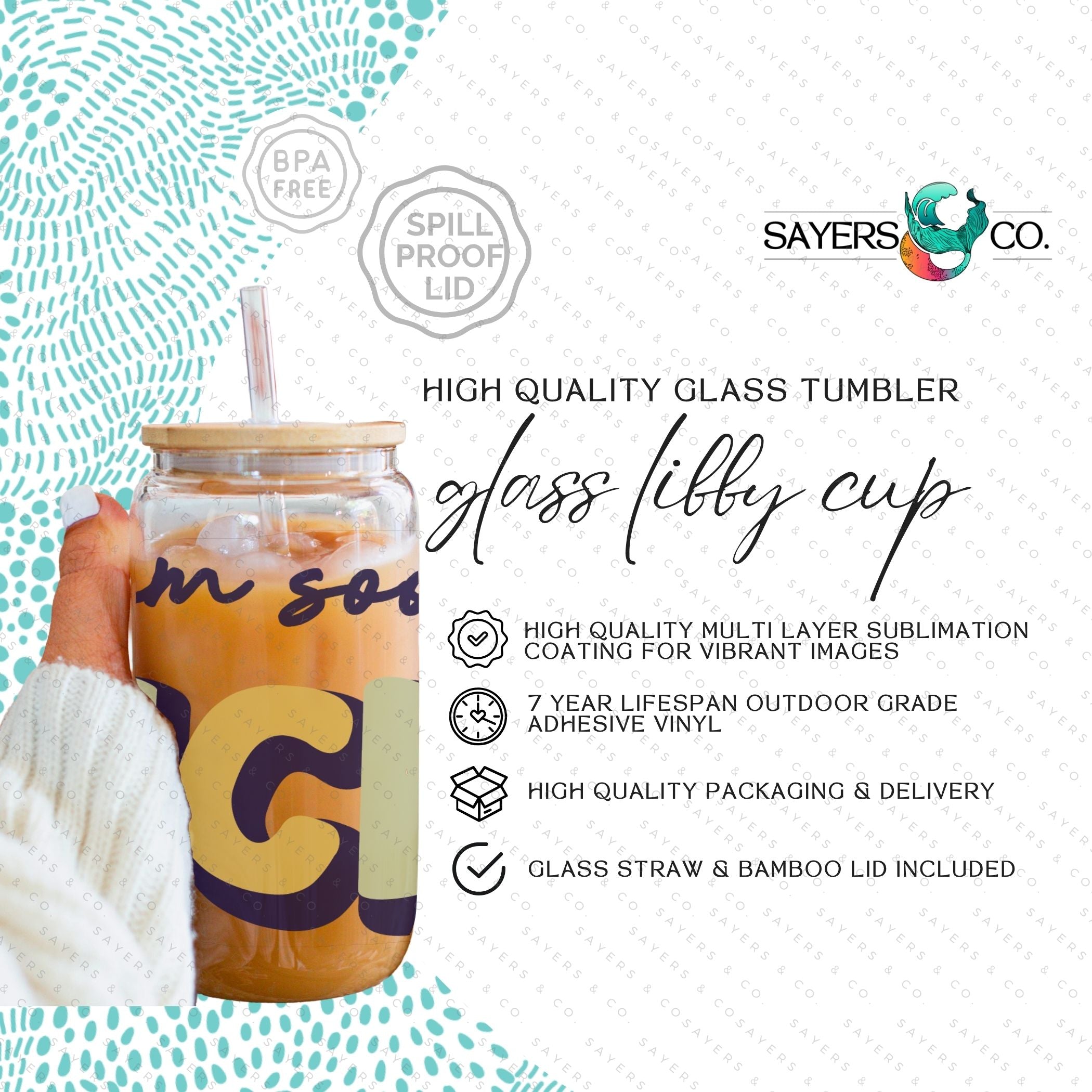 16oz St. Patrick's Day glass cup with bamboo lid and straw, featuring a fun 'I Am So Lucky' design, perfect for festive drinks.